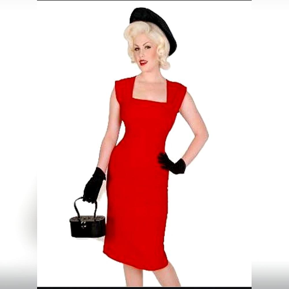 Bettie Page by Tatayana Ella Red Pinup Wiggle Dress - XS
